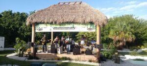 Photo of the Tiki Hut with bank playing during Sunday service.